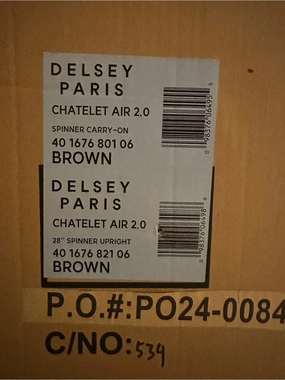 New DELSEY PARIS 2 Piece Set (20”Carry On + 28” Check Luggage)
